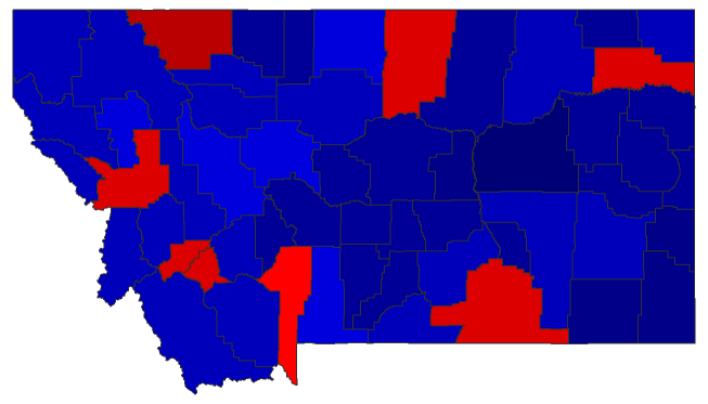 2016 Representative General Election - Montana Election County Map