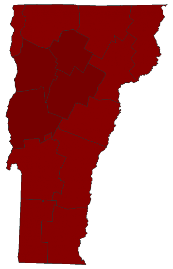 2016 Representative General Election - Vermont Election County Map
