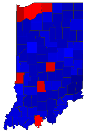 2016 Senatorial General Election - Indiana Election County Map