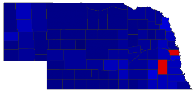 2018 Gubernatorial General Election - Nebraska Election County Map