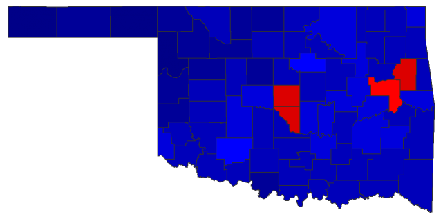 2018 Gubernatorial General Election - Oklahoma Election County Map