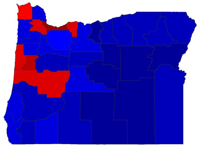 2018 Gubernatorial General Election - Oregon Election County Map