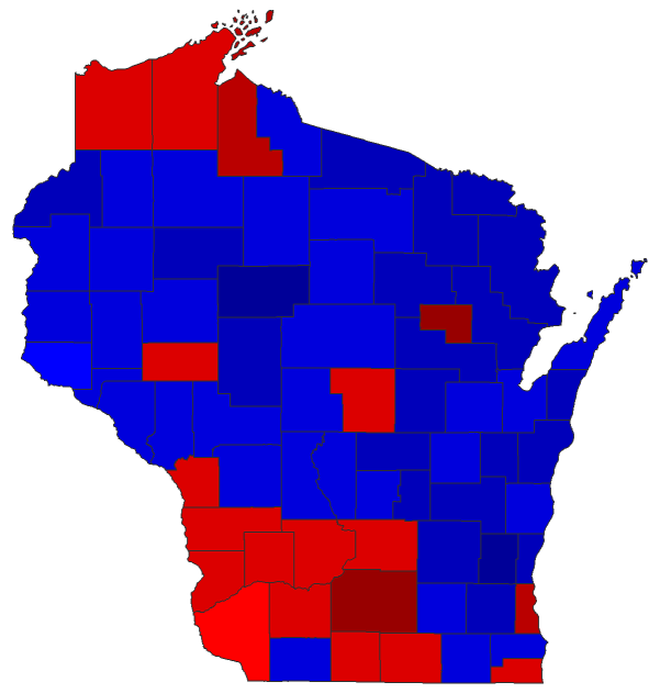 2018 Gubernatorial General Election - Wisconsin Election County Map
