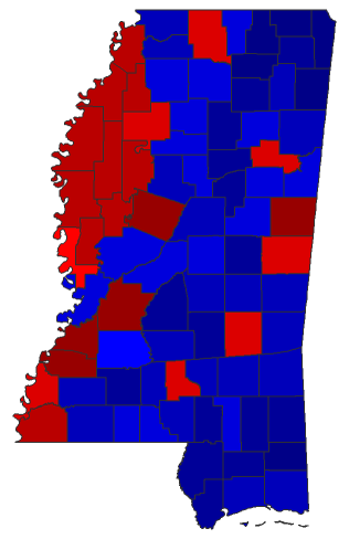 2018 Senatorial General Election - Mississippi Election County Map