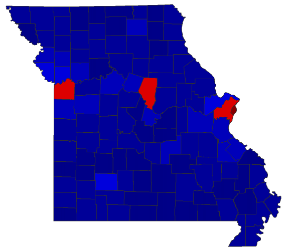 2020 Gubernatorial General Election - Missouri Election County Map
