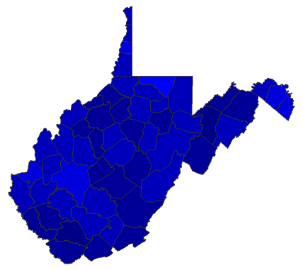 2020 Gubernatorial General Election - West Virginia Election County Map