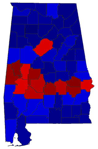 2020 Presidential General Election - Alabama Election County Map