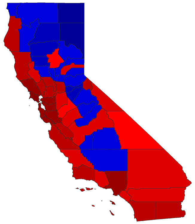 2020 Presidential General Election - California Election County Map