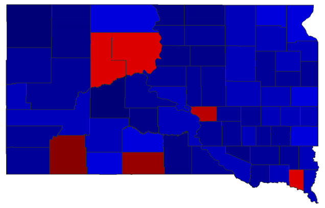 2020 Presidential General Election - South Dakota Election County Map