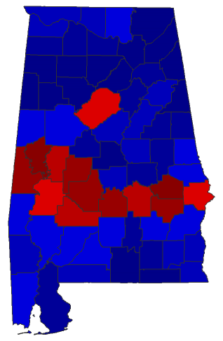 2020 Senatorial General Election - Alabama Election County Map