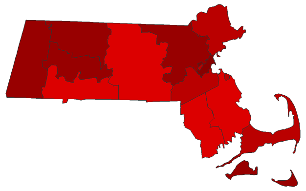2020 Senatorial General Election - Massachusetts Election County Map