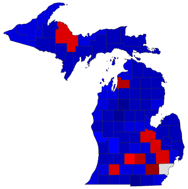2020 Senatorial General Election - Michigan Election County Map