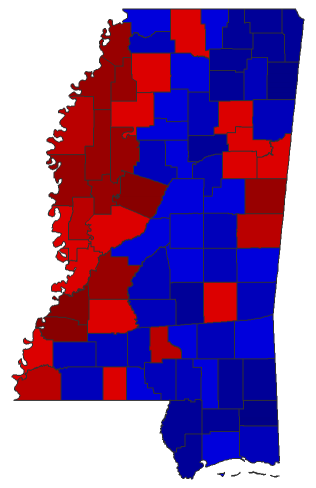 2020 Senatorial General Election - Mississippi Election County Map