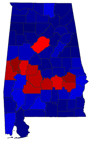 2022 Gubernatorial General Election - Alabama Election County Map