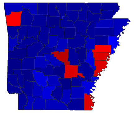 2022 Gubernatorial General Election - Arkansas Election County Map