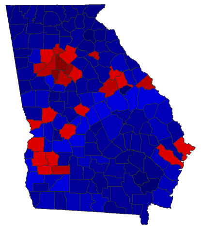 2022 Gubernatorial General Election - Georgia Election County Map