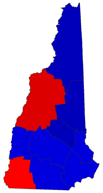2022 Gubernatorial General Election - New Hampshire Election County Map