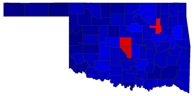 2022 Gubernatorial General Election - Oklahoma Election County Map