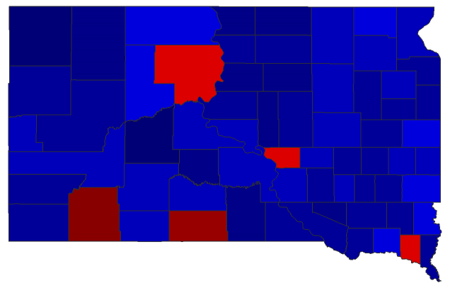 2022 Gubernatorial General Election - South Dakota Election County Map