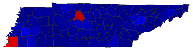 2022 Gubernatorial General Election - Tennessee Election County Map