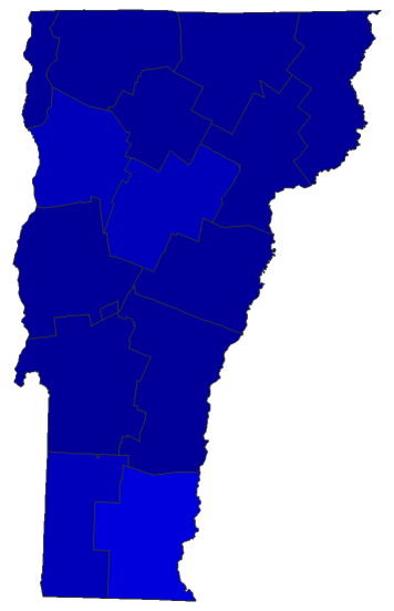 2022 Gubernatorial General Election - Vermont Election County Map
