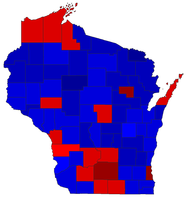 2022 Gubernatorial General Election - Wisconsin Election County Map
