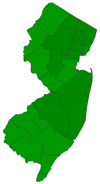 2012 Presidential Republican Primary - New Jersey Election County Map