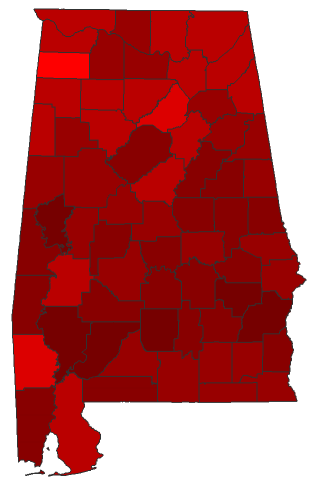 2016 Presidential Democratic Primary - Alabama Election County Map