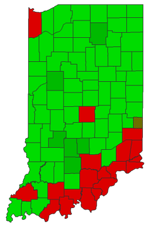 2016 Presidential Democratic Primary - Indiana Election County Map