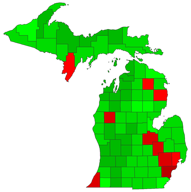 2016 Presidential Democratic Primary - Michigan Election County Map