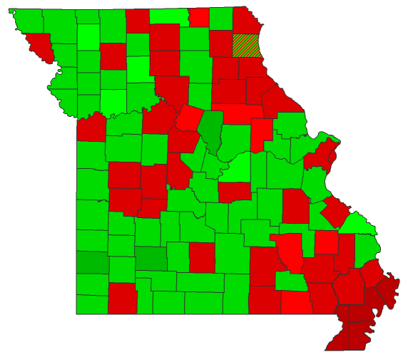 2016 Presidential Democratic Primary - Missouri Election County Map