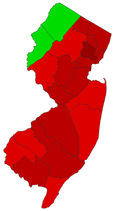 2016 Presidential Democratic Primary - New Jersey Election County Map