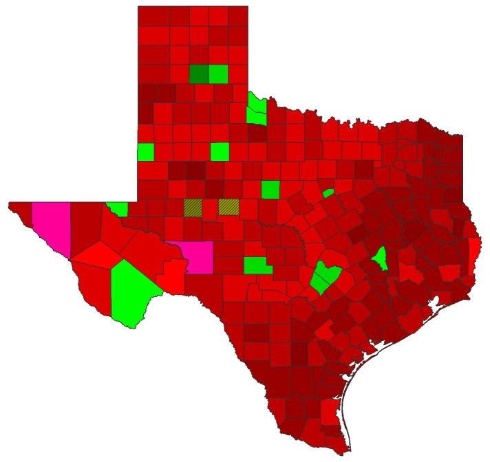 2016 Presidential Democratic Primary - Texas Election County Map