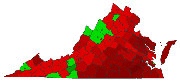 2016 Presidential Democratic Primary - Virginia Election County Map