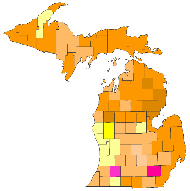 2016 Presidential Republican Primary - Michigan Election County Map