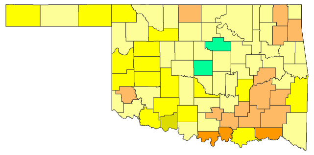 2016 Presidential Republican Primary - Oklahoma Election County Map