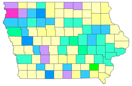 2020 Presidential Democratic Caucus - Iowa Election County Map