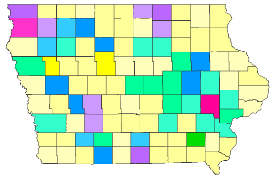2020 Presidential Democratic Caucus - Final - Iowa Election County Map