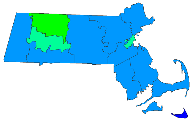 2020 Presidential Democratic Primary - Massachusetts Election County Map