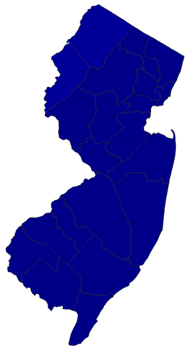 2020 Presidential Democratic Primary - New Jersey Election County Map