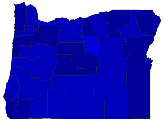 2020 Presidential Democratic Primary - Oregon Election County Map