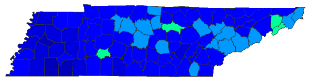 2020 Presidential Democratic Primary - Tennessee Election County Map