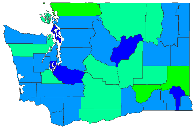 2020 Presidential Democratic Primary - Washington Election County Map