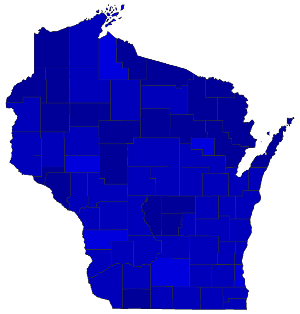 2020 Presidential Democratic Primary - Wisconsin Election County Map