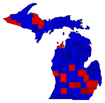 2018 Michigan County Map of General Election Results for Senator