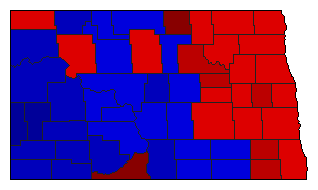 2012 North Dakota County Map of General Election Results for Senator
