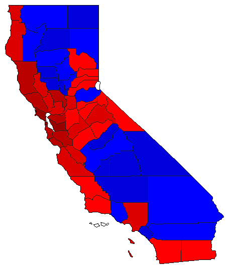 1992 California County Map of General Election Results for Senator