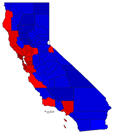 1994 California County Map of General Election Results for Senator