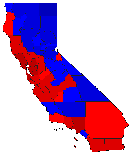 2000 California County Map of General Election Results for Senator