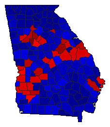 2014 Georgia County Map of General Election Results for Senator